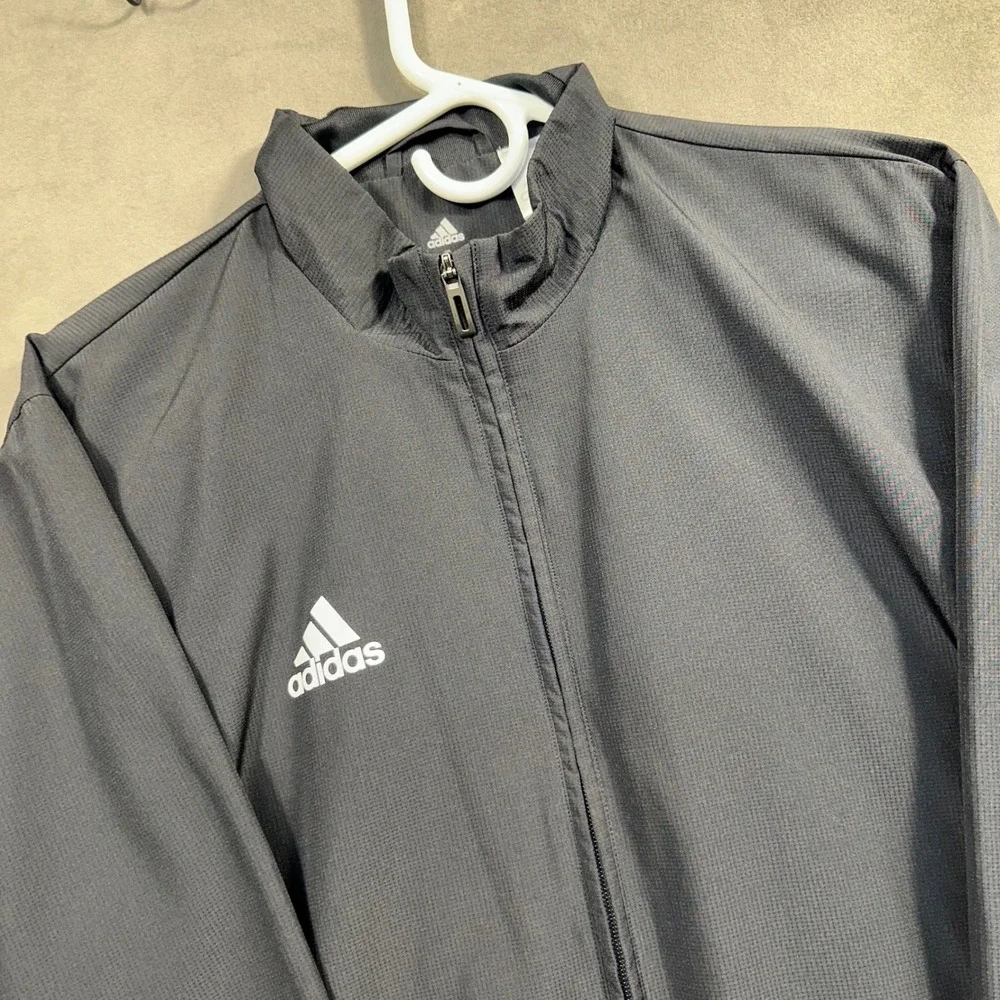 Adidas Track Jacket Mens M Black Climalite Full Zip Mesh Lined Sport All Weather